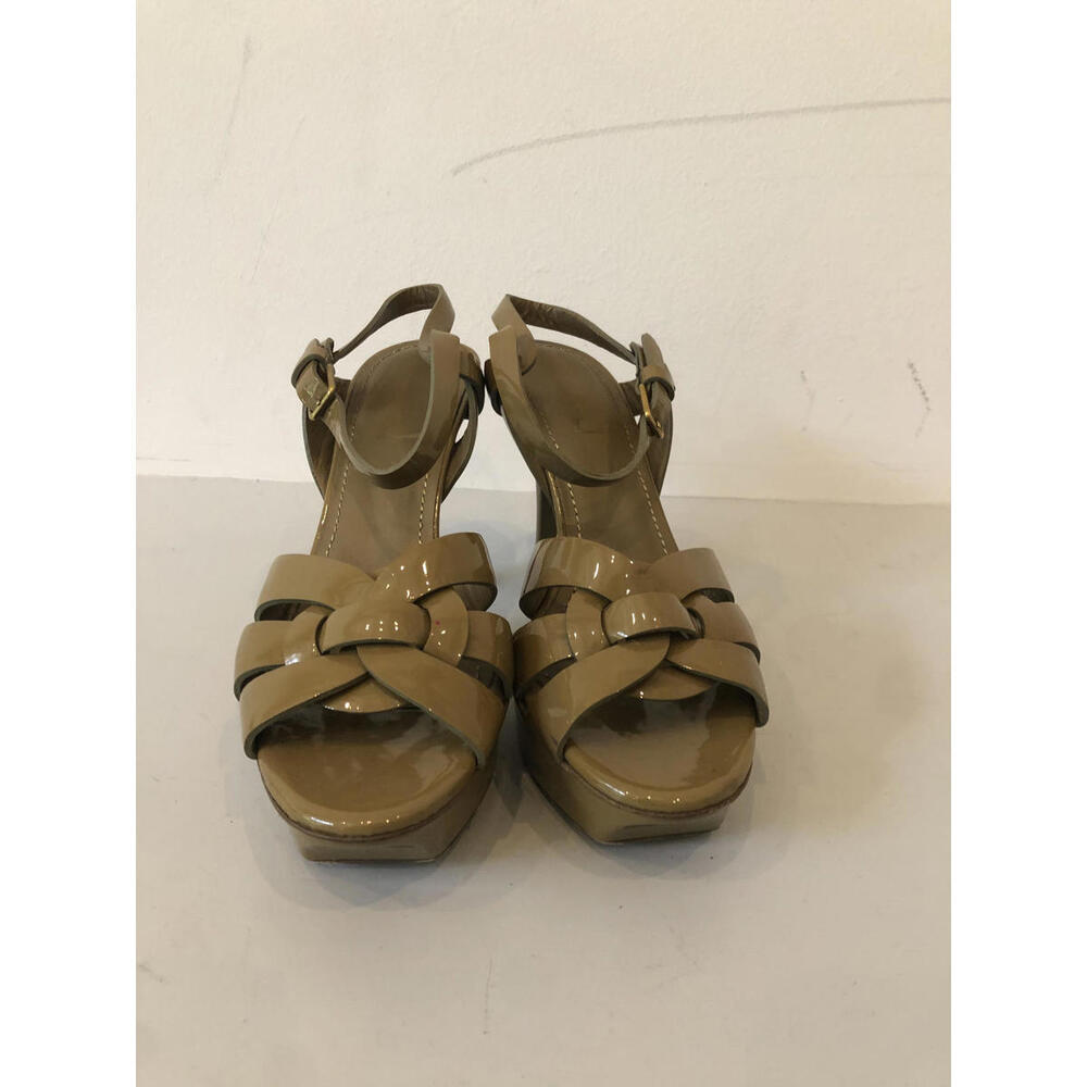 YSL Tribute Khaki/Tan Patent Leather Heels